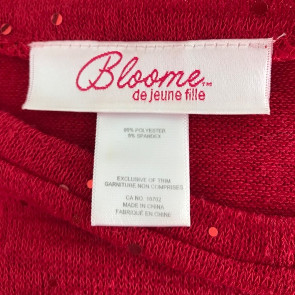 Bloome de jeune fille Red Round Neck Sequin Ruffle Half Sleeve Dress Midi - Picture 8 of 9